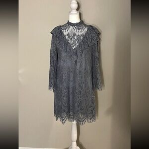Vici Light Blue Lace Mini Dress